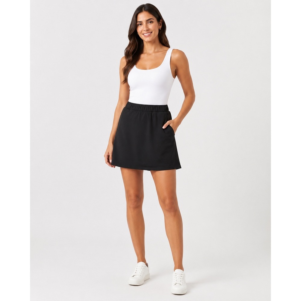 Unbranded Athletic Skort Women XL Black Tennis Golf Skirt with Pockets Built-in